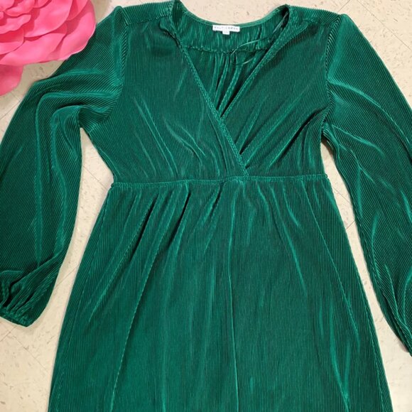 BALTIC BORN Forest Green VENUS Pleated Surplice Maxi Dress - Picture 5 of 10